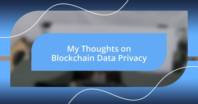 My Thoughts on Blockchain Data Privacy