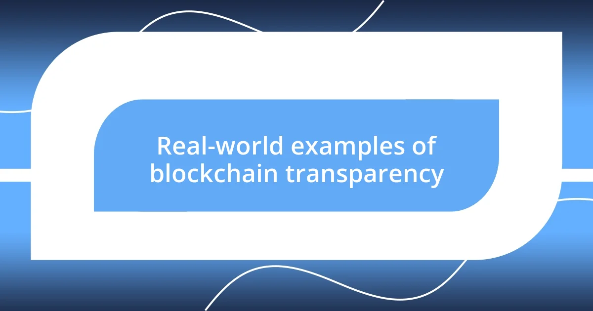 Real-world examples of blockchain transparency